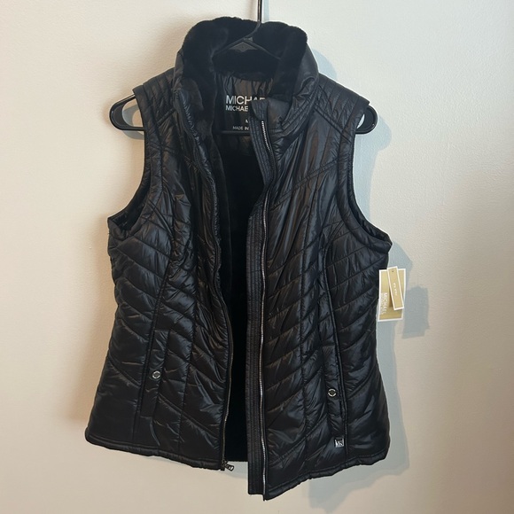 MICHAEL KORS WOMEN'S BLACK FAUX FUR LINED ZIPPERED VEST JACKET SZ M NWT $125 - Picture 10 of 11